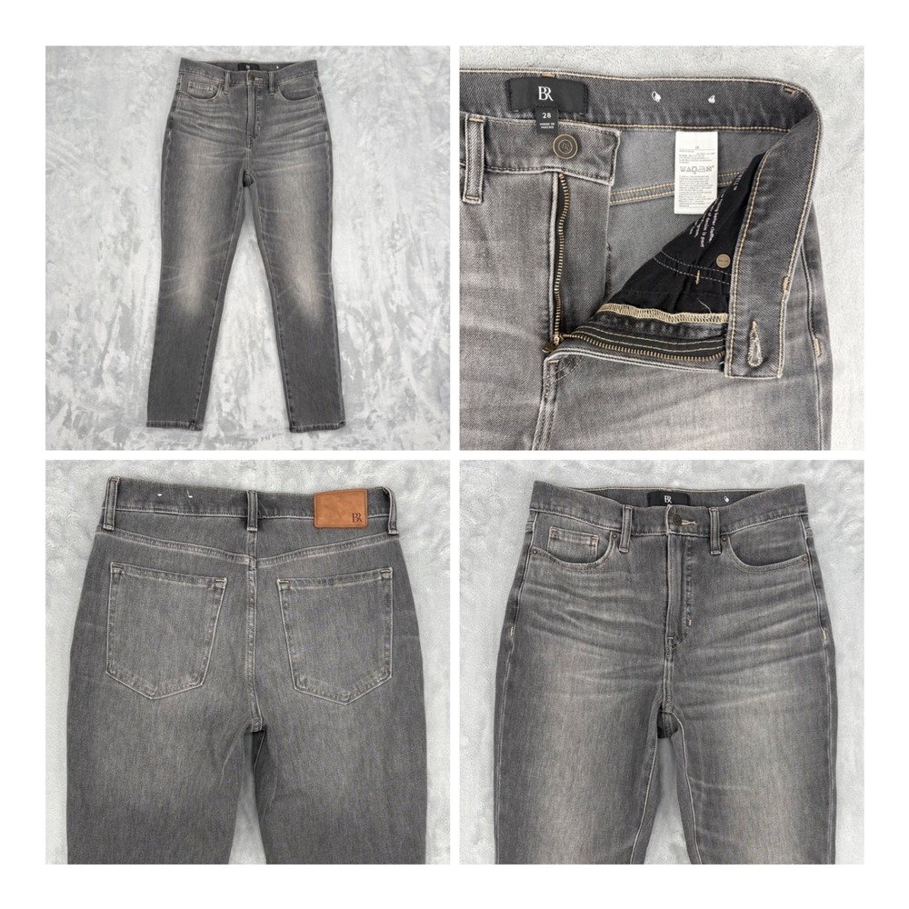 Banana Republic Jeans Womens 28 Gray High Rise Slim Raquel Washed Black Denim